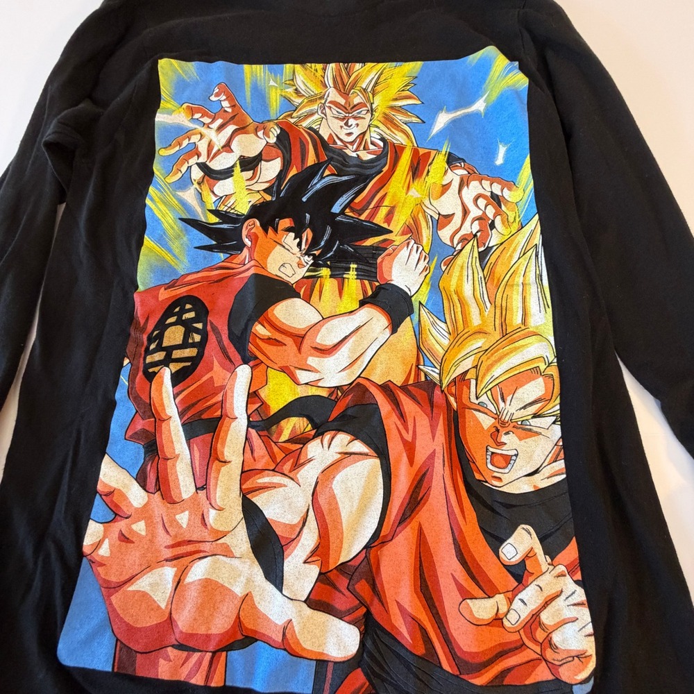 Dragon Ball Z Goku Super Saiyan Black Long Sleeve Graphic Tee Shirt Small